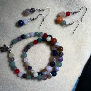 Multicolor Beaded Bracelet and Earring Set